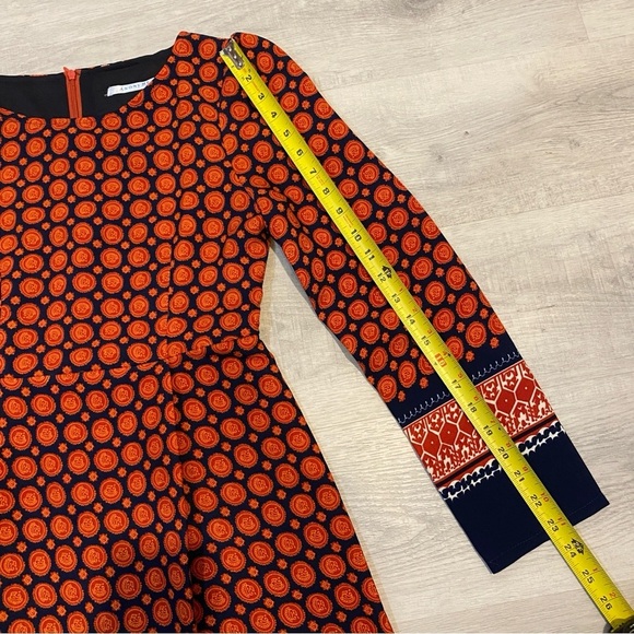 Anonyme Size 6 Mediterranean Moroccan Print Orange and Navy Sheath Dress - Picture 11 of 17